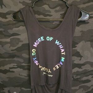 Black Graphic Tank Top with Colorful Text